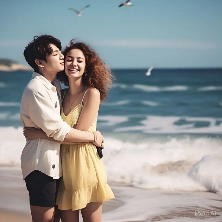 زوج عاشقانه در حال بوسیدن یکدیگر، لحظهای صمیمی و احساسی بین دو نف